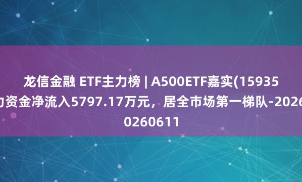 龙信金融 ETF主力榜 | A500ETF嘉实(159351)主力资金净流入5797.17万元，居全市场第一梯队-20260611